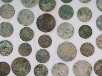 Silbermünzen aus einer Felsspalte in der Sächsischen Schweiz. Foto: Sebastian Kahnert/Archiv