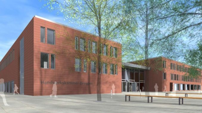 Entwurf für das neue Bildungszentrum der Handwerks in der Albertstadt Visualisierung: arge_cbh_architekten.ingenieure