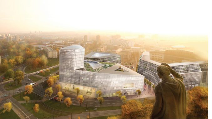 So sieht der erste Entwurf für den großen Parkplatz am Karstadt im Dresdner Zentrum aus. Foto: Barcode Architects