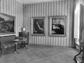 Julius-Scholtz-Zimmer, Schloss Pillnitz, Bergpalais, Interimsquartier der Dresdner Gemäldegalerie, 1947. (Foto: Sächsische Landesbibliothek – Staats-und Universitätsbibliothek / Deutsche Fotothek)