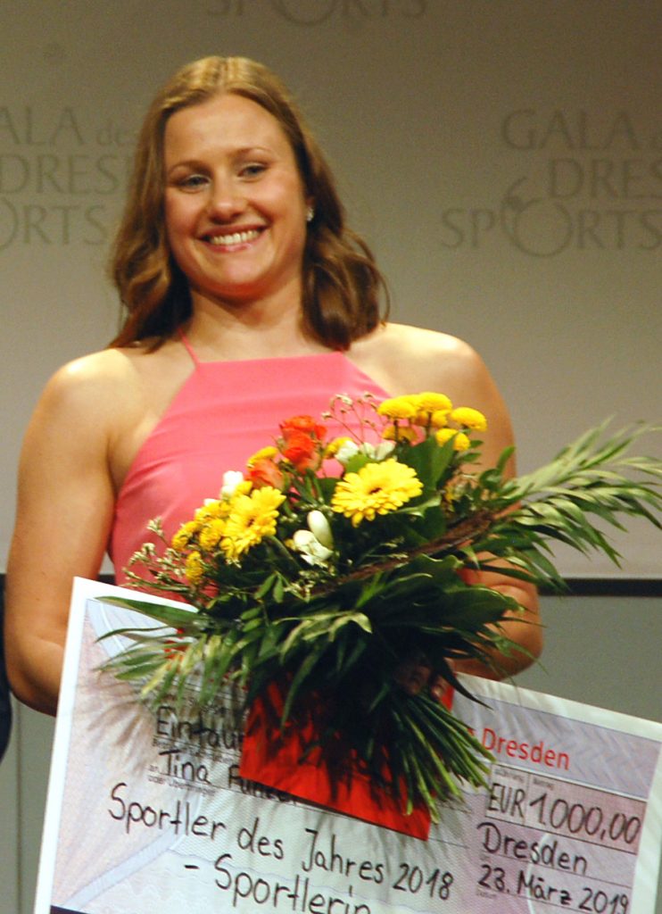 Tina Punzel, Europameisterin im Mixed-Synchron vom Dreimeterbrett hatte bereits bei der Umfrage nach Sachsens Sportlern des Jahres gewonnen. Jetzt kam noch der Titel von der Stadt Dresden dazu. Foto: ekg
